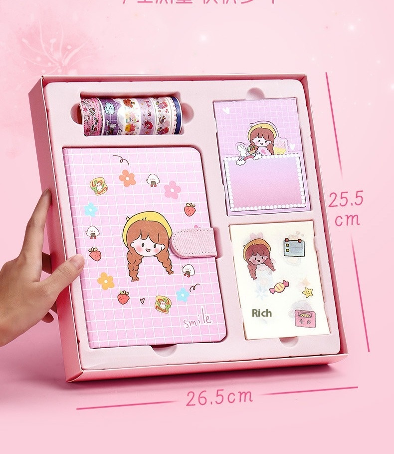 Title 1, Journal Book Set Gift Box Girl Heart Cute Gift Bag