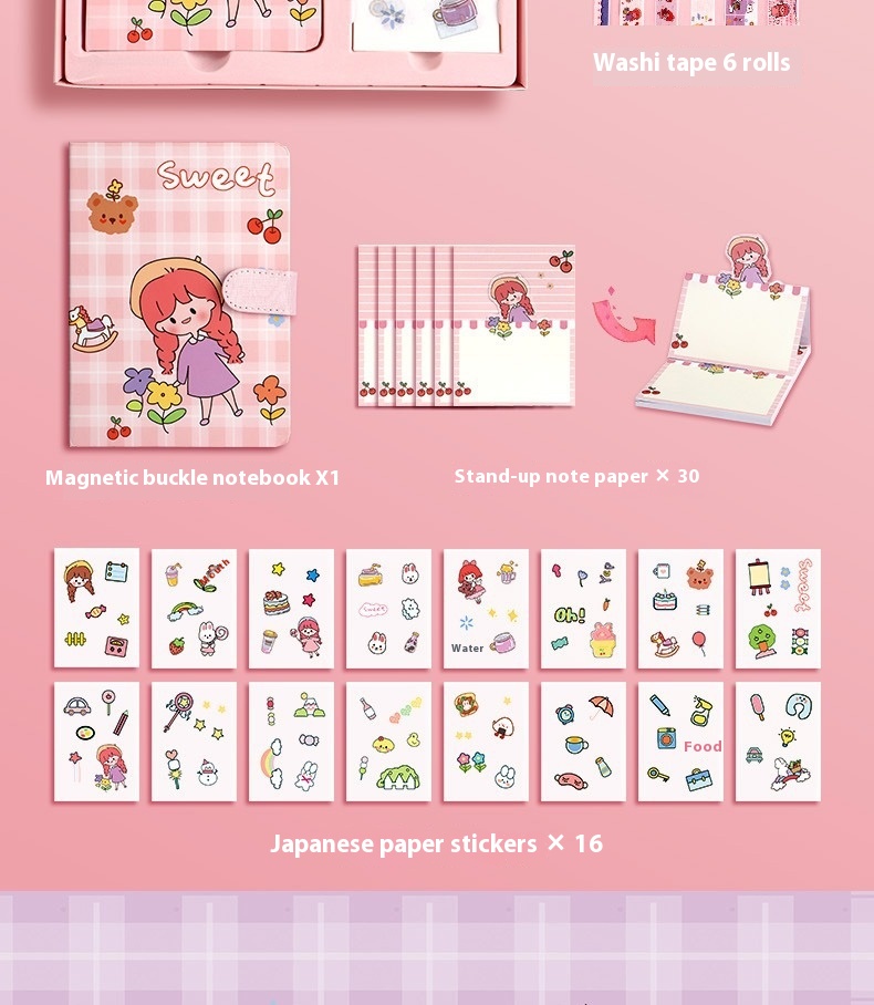 Title 4, Journal Book Set Gift Box Girl Heart Cute Gift Bag