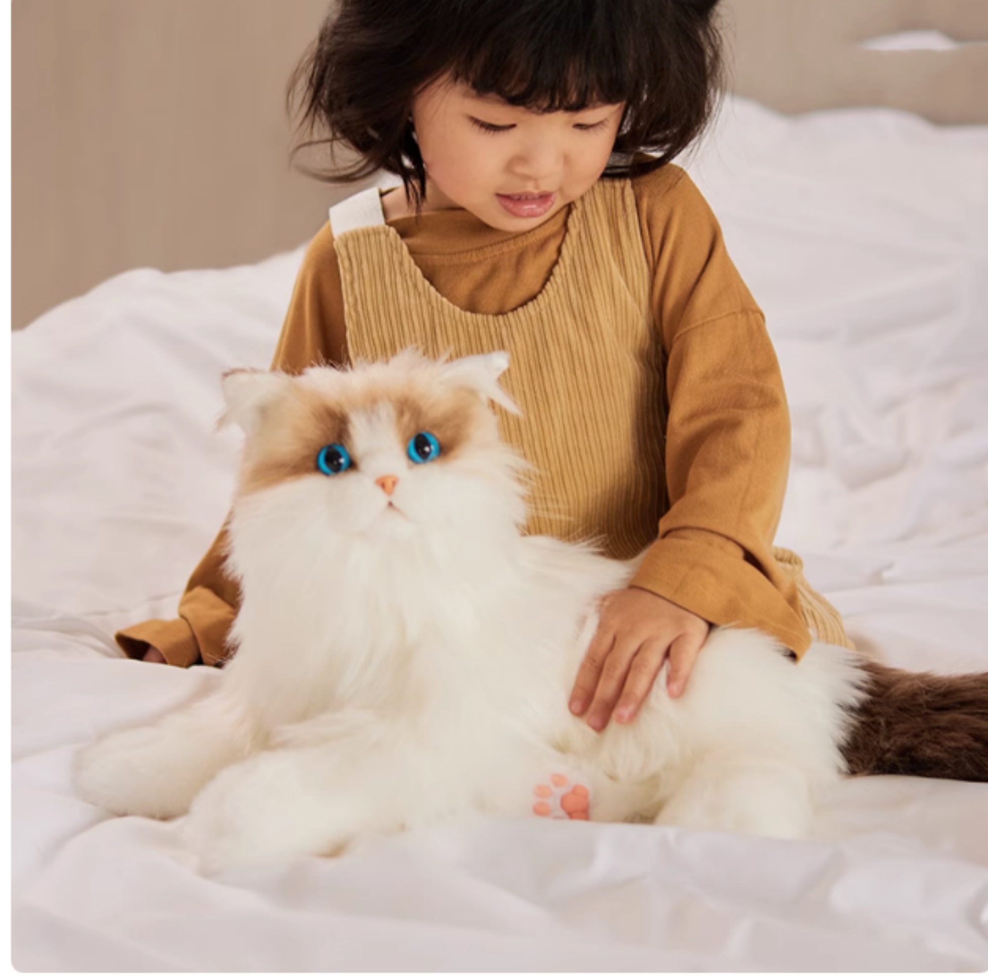 Rubbing the puppet cat