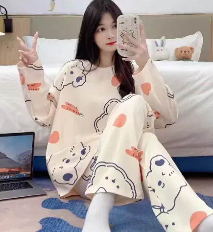 Long Sleeve Autumn Ins Two piece Homewear Suit Long Sleeve Foam Dog - Shop at LoveMi