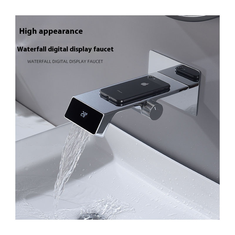 All-copper Hot And Cold Concealed Wall-mounted Digital Display Wash Basin Faucet