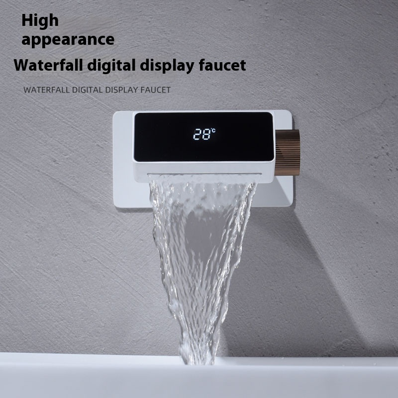 All-copper Hot And Cold Concealed Wall-mounted Digital Display Wash Basin Faucet