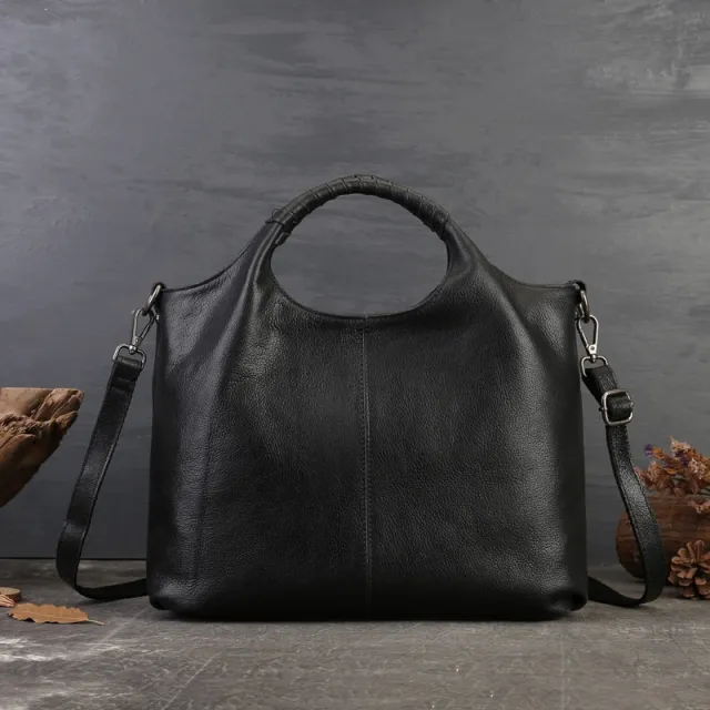 Vintage Tote High grade Genuine Leather Women Black - Shop at LoveMi