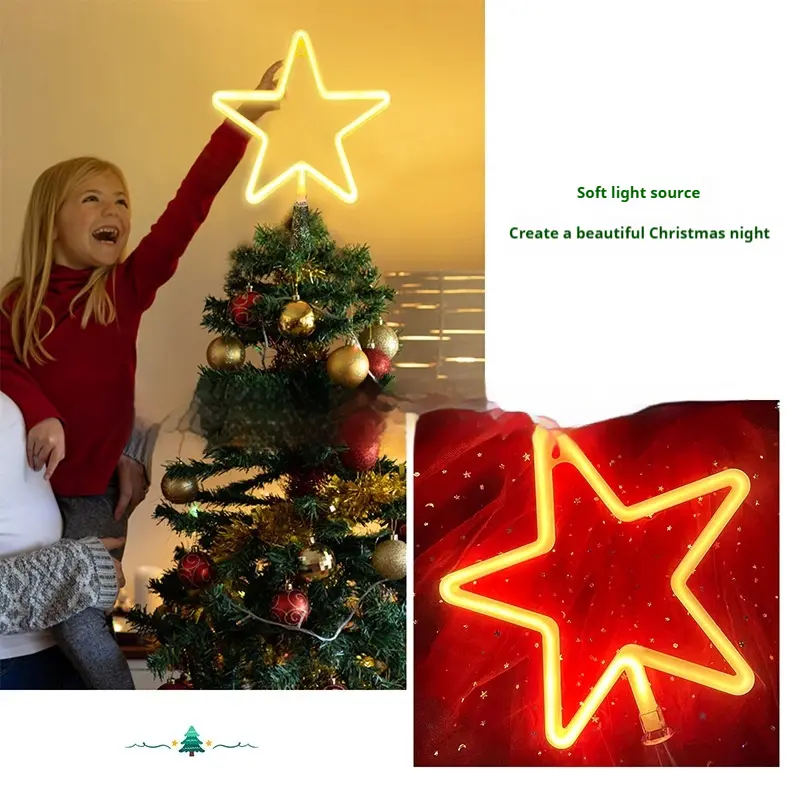 LED Tree Top Light Holiday Decoration Three-dimensional Luminous Star Light