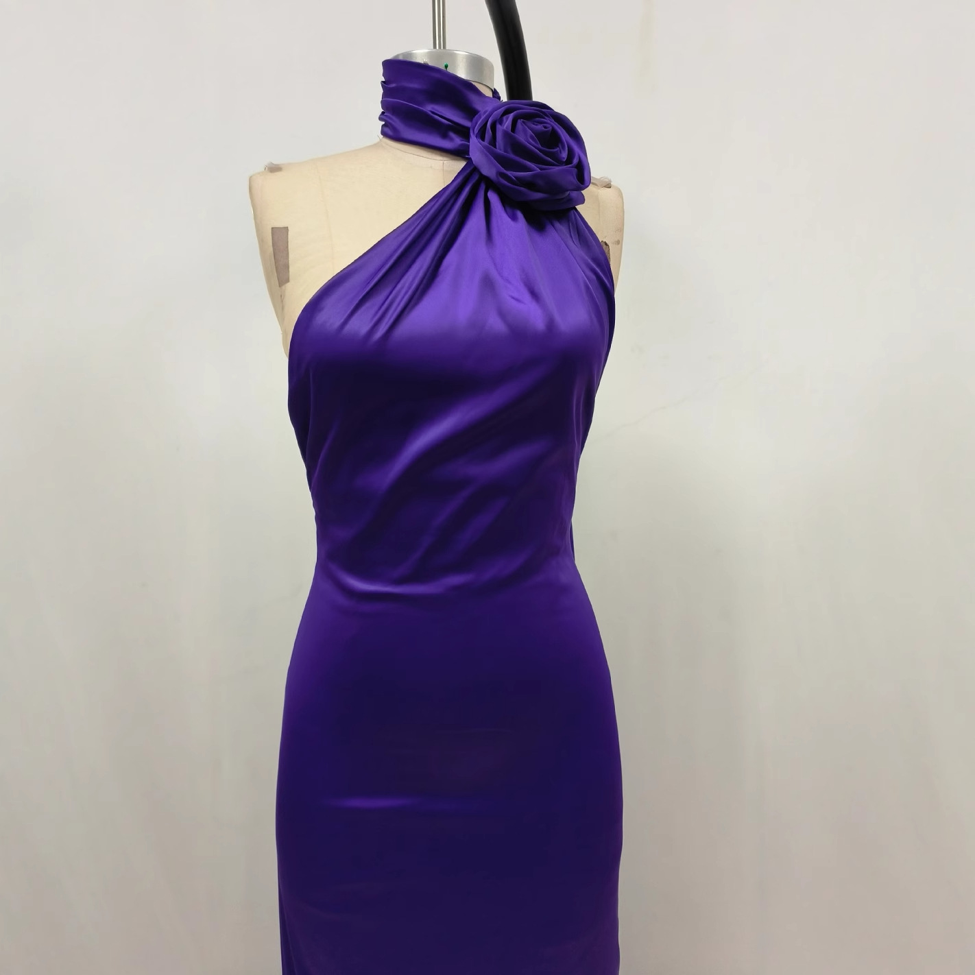 Fitted High Waist Pure Color Holder Evening Dress - Image 4