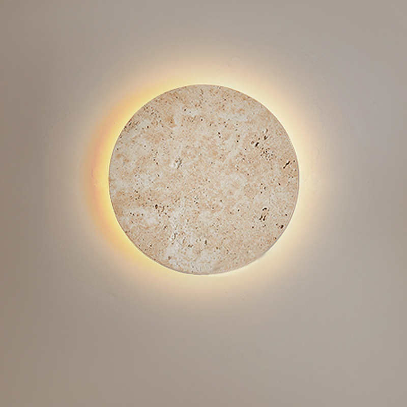 Title 5, Round Clock Yellow Cave Stone Wall Lamp