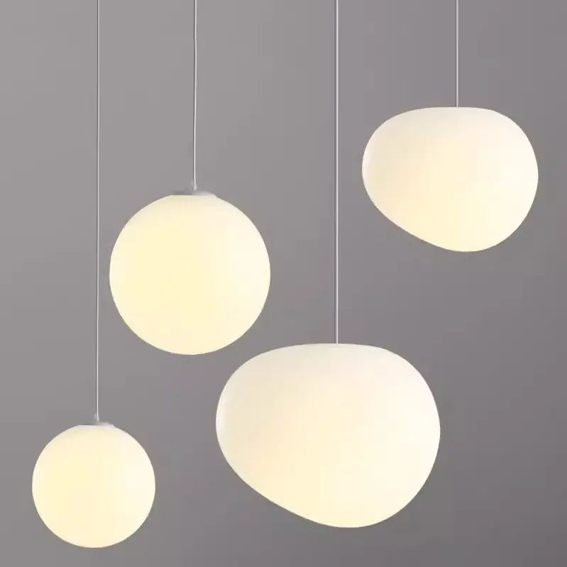 Simple Milky White Pebble Chandelier Restaurant Window