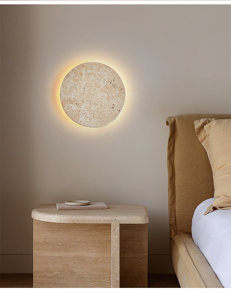 Title 12, Round Clock Yellow Cave Stone Wall Lamp