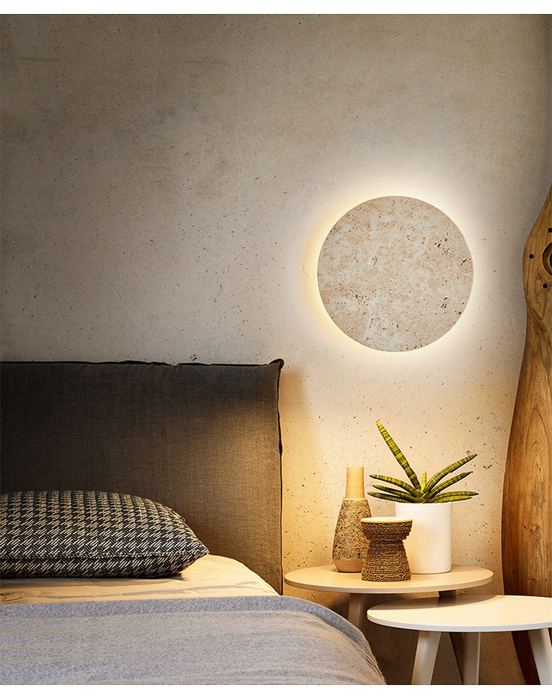 Title 10, Round Clock Yellow Cave Stone Wall Lamp