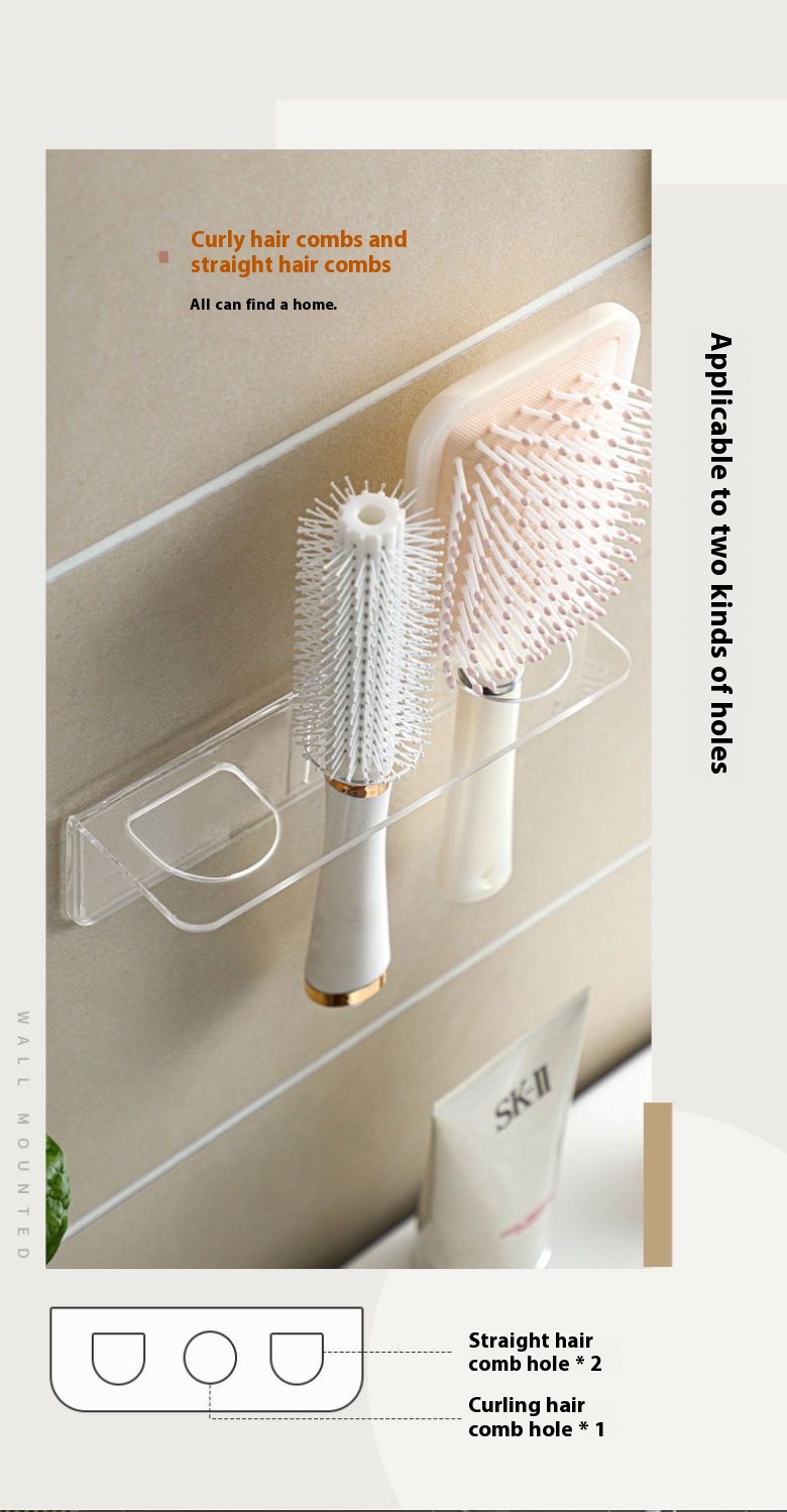 Title 3, Bathroom Comb Stand Wall-mounted Punch-free Goo...