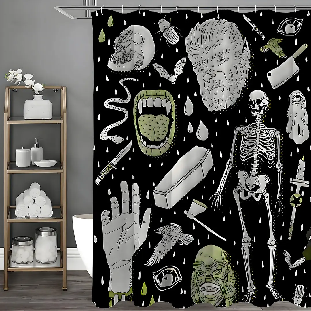Printed Polyester Shower Curtain Waterproof Impermeable Hanging