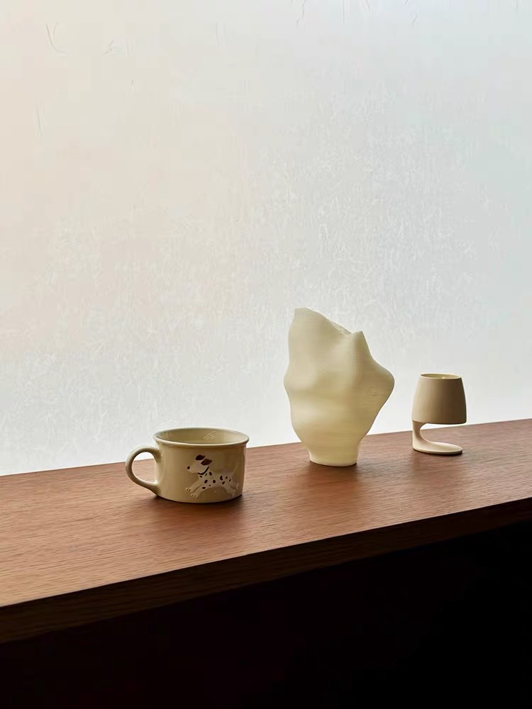 Hand Drawn Ceramic Cup Short Tube Cup Breakfast