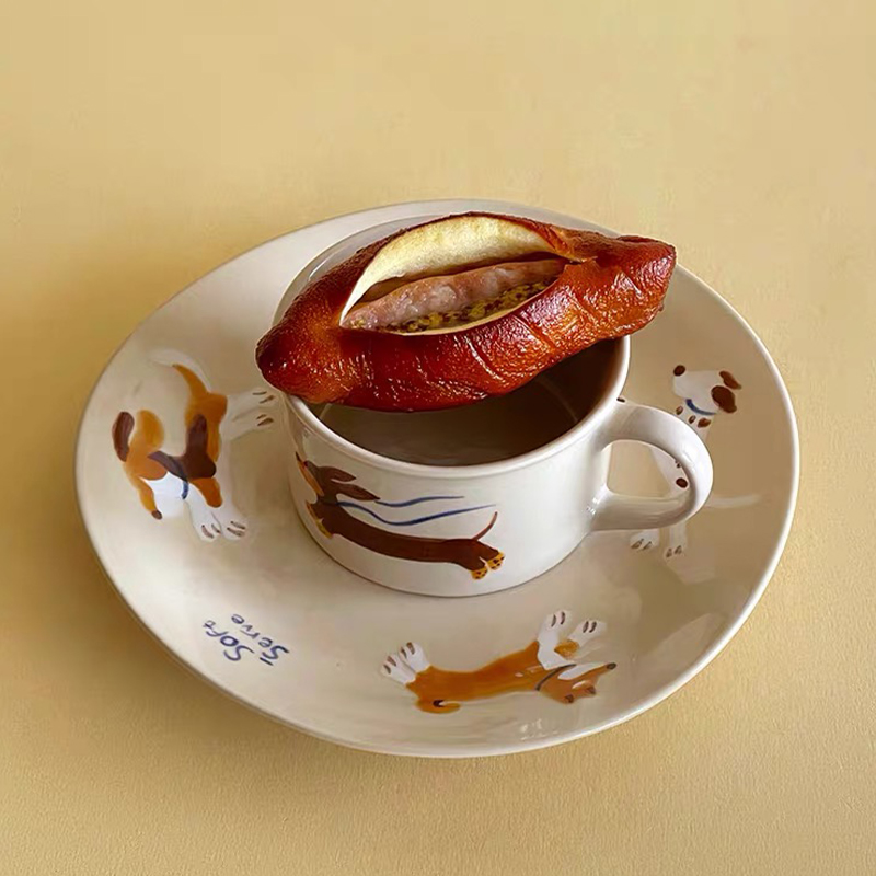 Title 4, Hand Drawn Ceramic Cup Short Tube Cup Breakfast