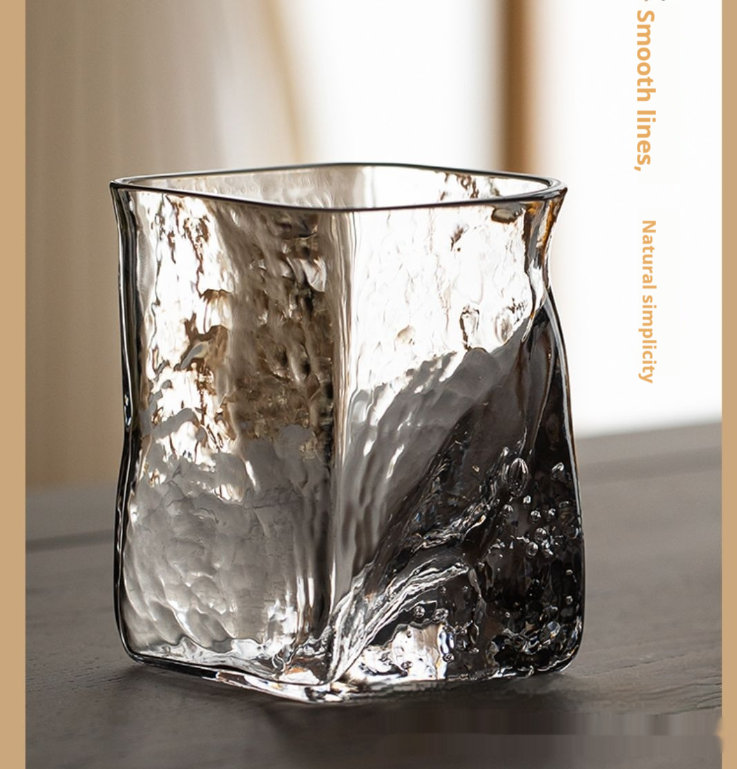 Title 5, Whiskey Cup Hammered Bubble Crystal Glass