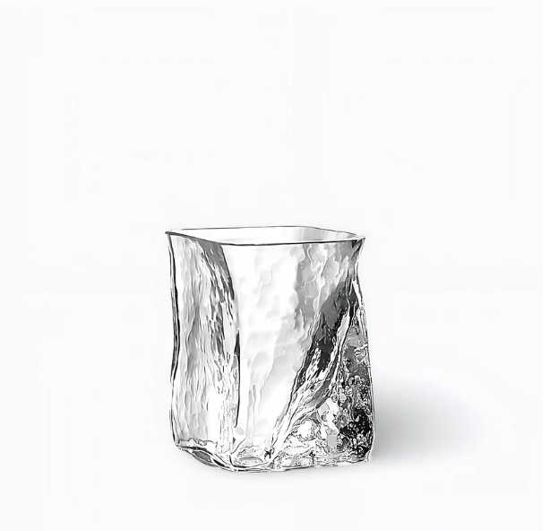 Title 2, Whiskey Cup Hammered Bubble Crystal Glass