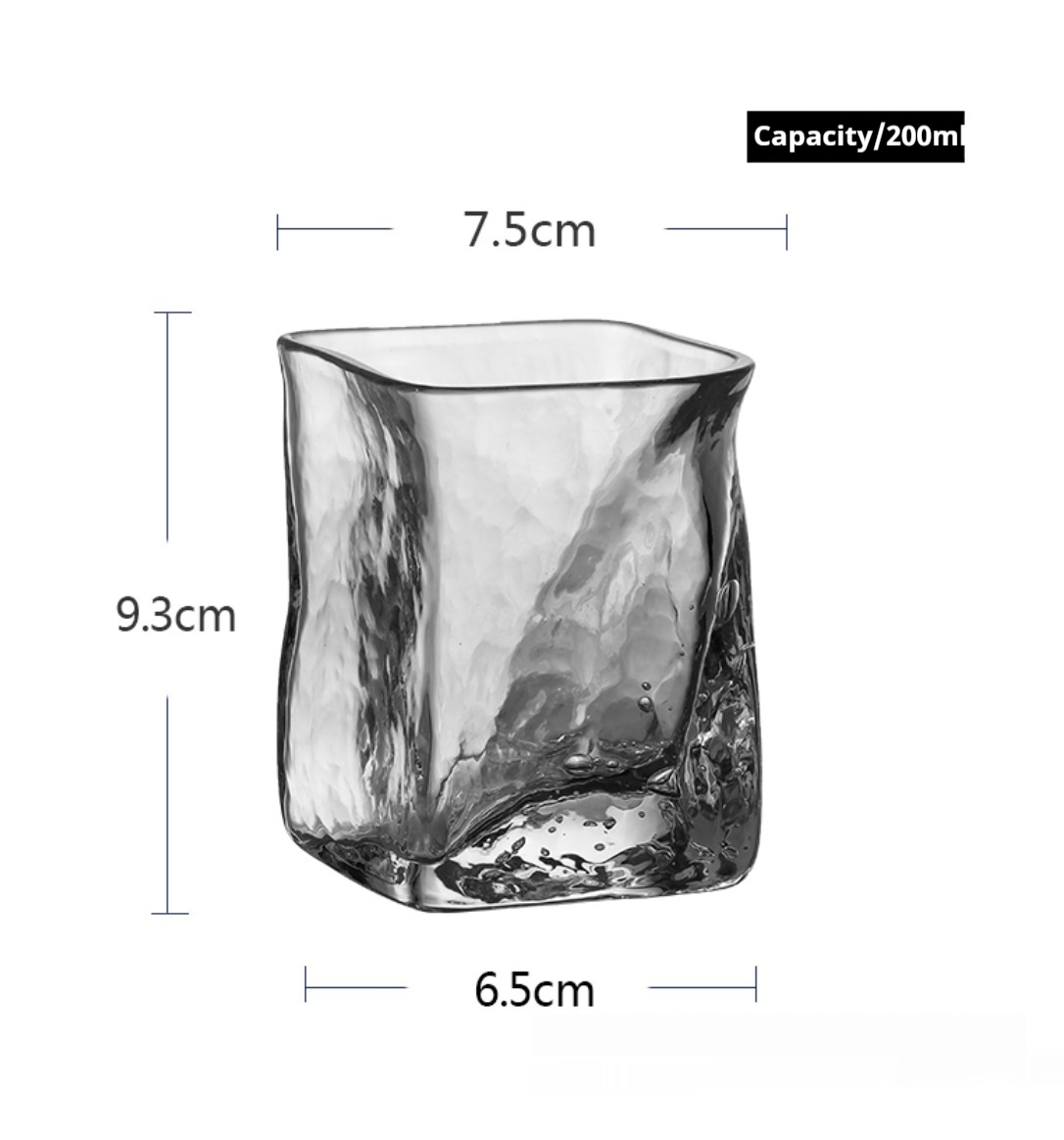 Title 6, Whiskey Cup Hammered Bubble Crystal Glass