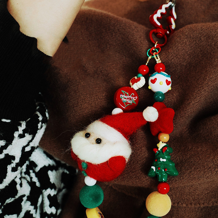 Title 5, Handmade Wool Felt Santa Tree Mobile Phone Chai...