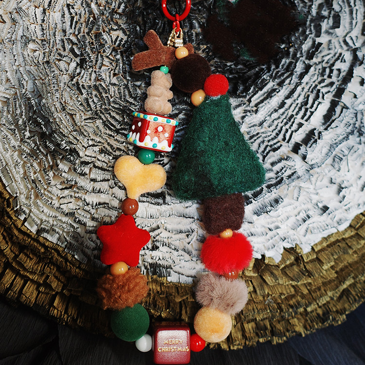 Title 3, Handmade Wool Felt Santa Tree Mobile Phone Chai...