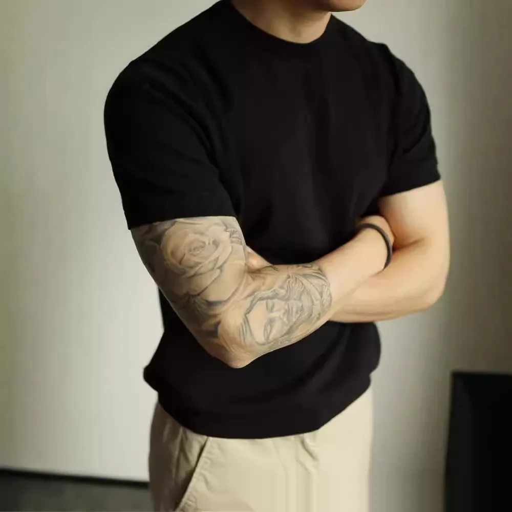 Men's Small Turtleneck Slim-fit Short Sleeve Cool