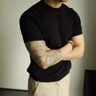 Men's Small Turtleneck Slim-fit Short Sleeve Cool Feeling