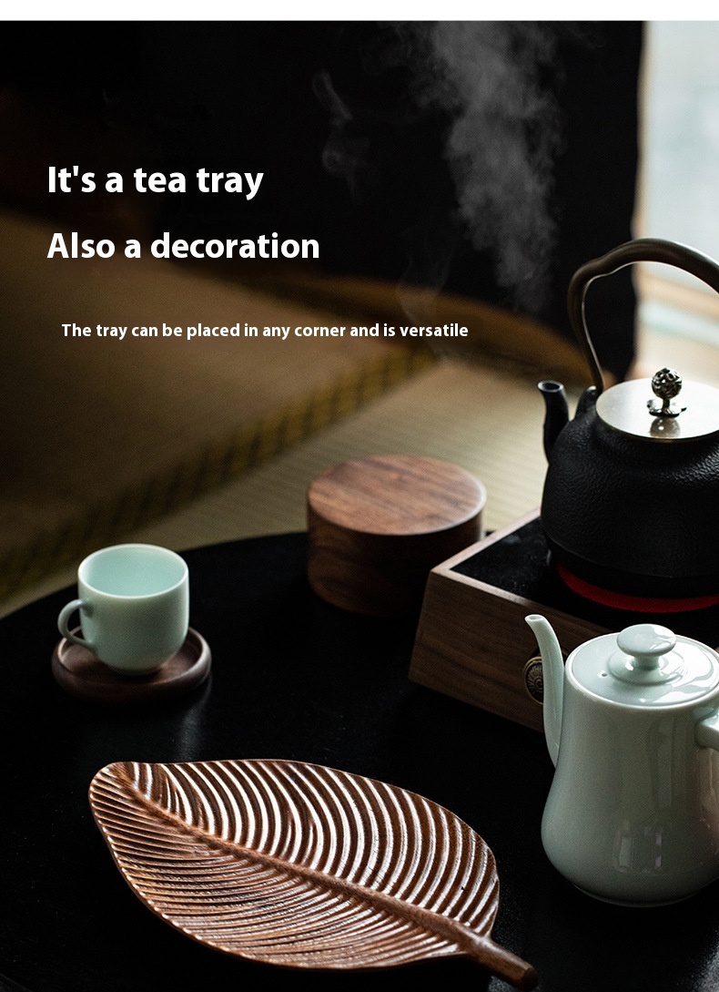 Title 2, Retro Solid Color Household Walnut Leaves Tea C...