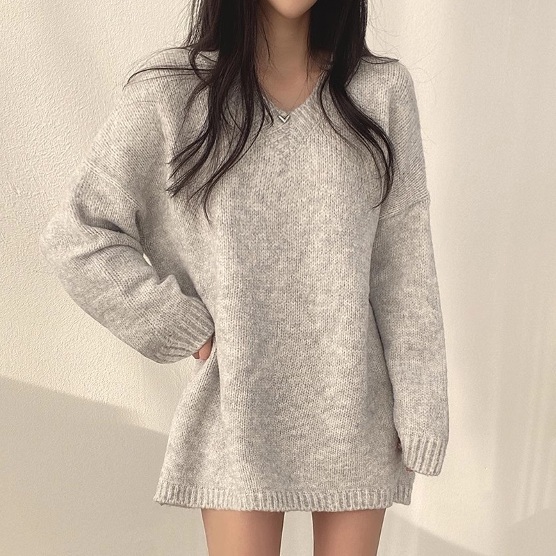 Title 1, Wind V-neck Soft Glutinous Loose Small Knitted ...