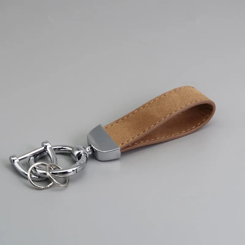 Suede Car Hardware Anti-lost Keychain - Silver Coffee