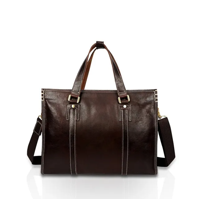 First Layer Cowhide Oily Leather Shoulder Messenger Bag Brown - Shop at LoveMi