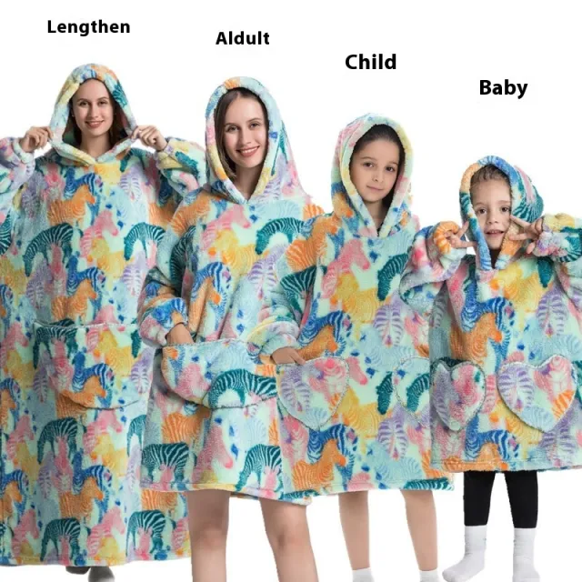 Sweater Hooded Thickened Plus sized Men's And Women's Homewear Colorful Zebra - Shop at LoveMi