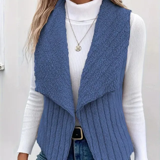 New Women's Elegant Fashion All matching Plush Vest Blue - Shop at LoveMi