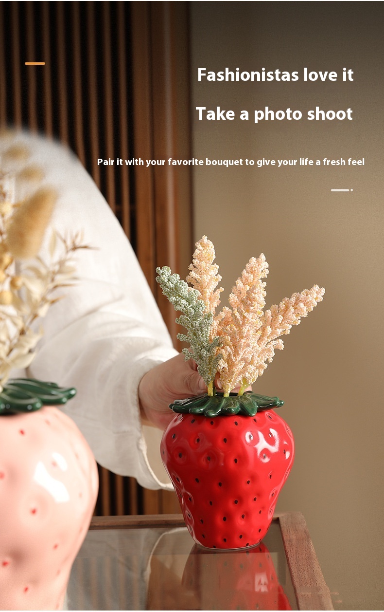 Title 2, Strawberry Ceramic Vase Home Decoration Ornamen...