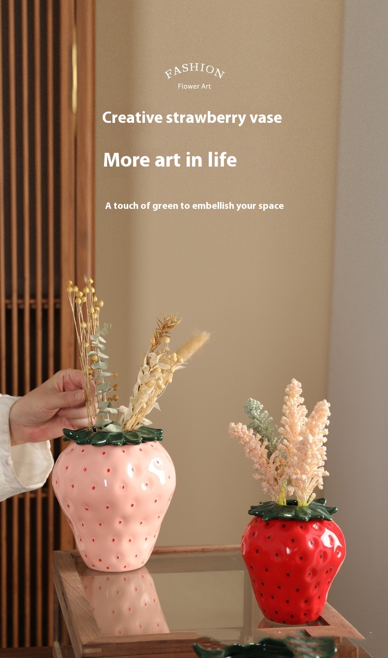 Title 1, Strawberry Ceramic Vase Home Decoration Ornamen...