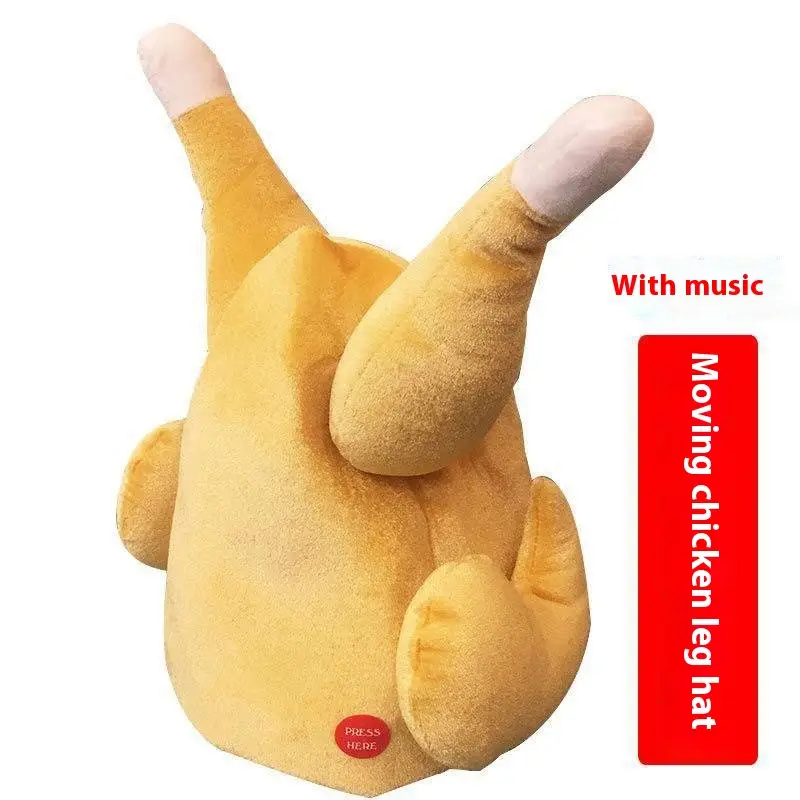 Movable Chicken Leg Sand Carving Electric Funny Plush Halloween Hat Headwear