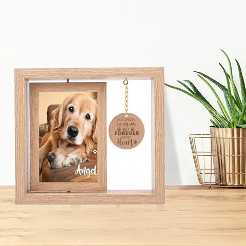 Postcard Photo Solid Wood Frame Rotatable Desktop Decoration