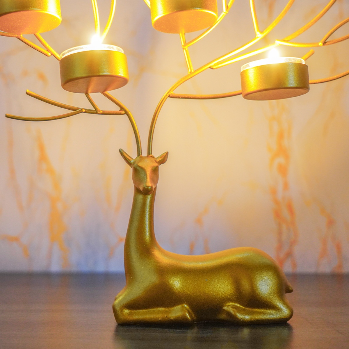 Title 2, Christmas Elk Tree Wrought Iron Candlestick Hom...