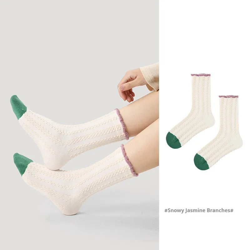 Niche Vintage Court Style Thin Middle-long Stockings - R8802 Manxue Branch