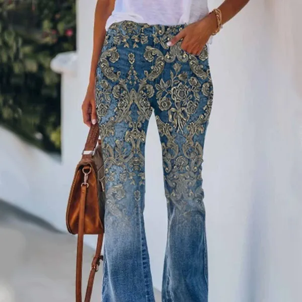 Trend Irregular Wide leg Pants Abstract Printing Loose Casual Wide leg Ysg2301116 - Shop at LoveMi