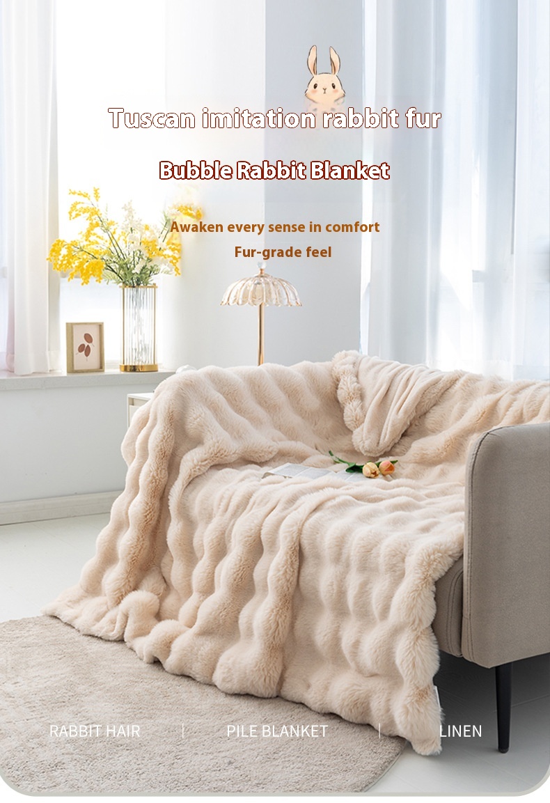 Title 1, Rabbit Velvet Blanket Bubble Velvet Double Laye...