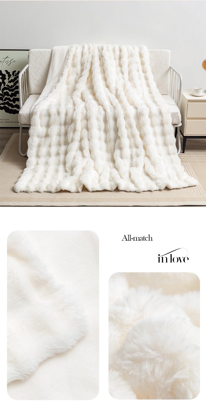 Title 10, Rabbit Velvet Blanket Bubble Velvet Double Laye...