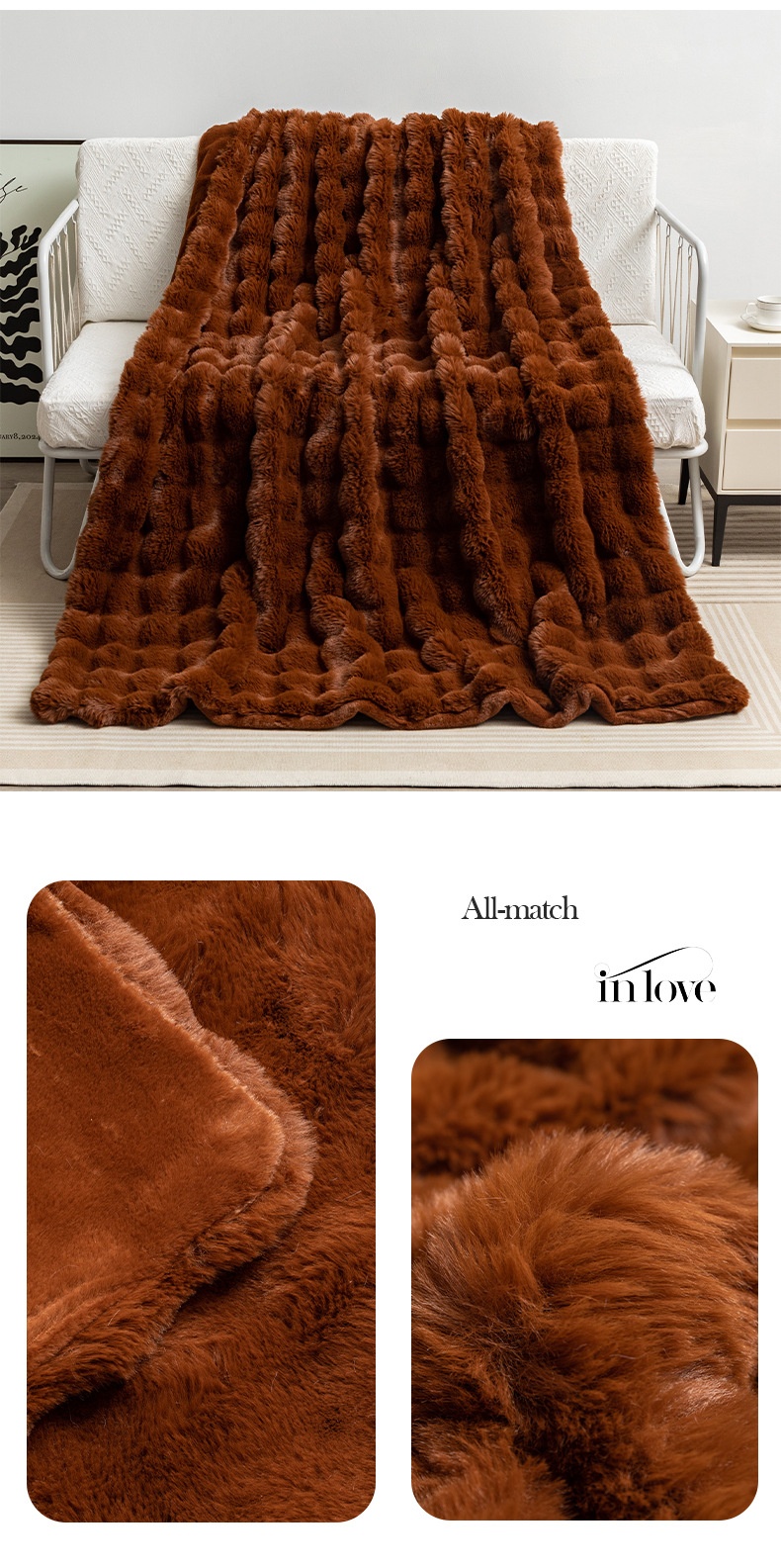 Title 15, Rabbit Velvet Blanket Bubble Velvet Double Laye...