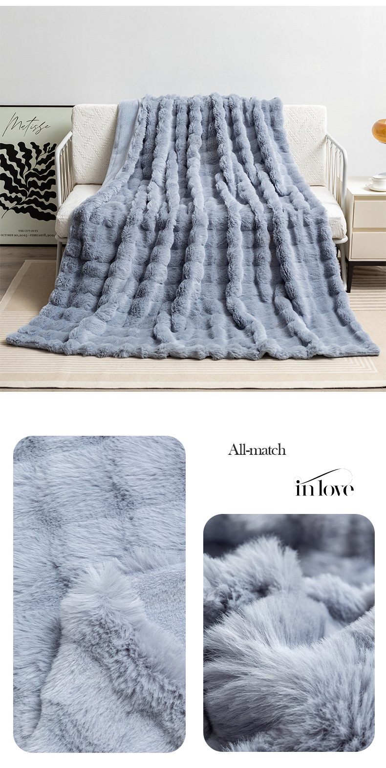 Title 12, Rabbit Velvet Blanket Bubble Velvet Double Laye...