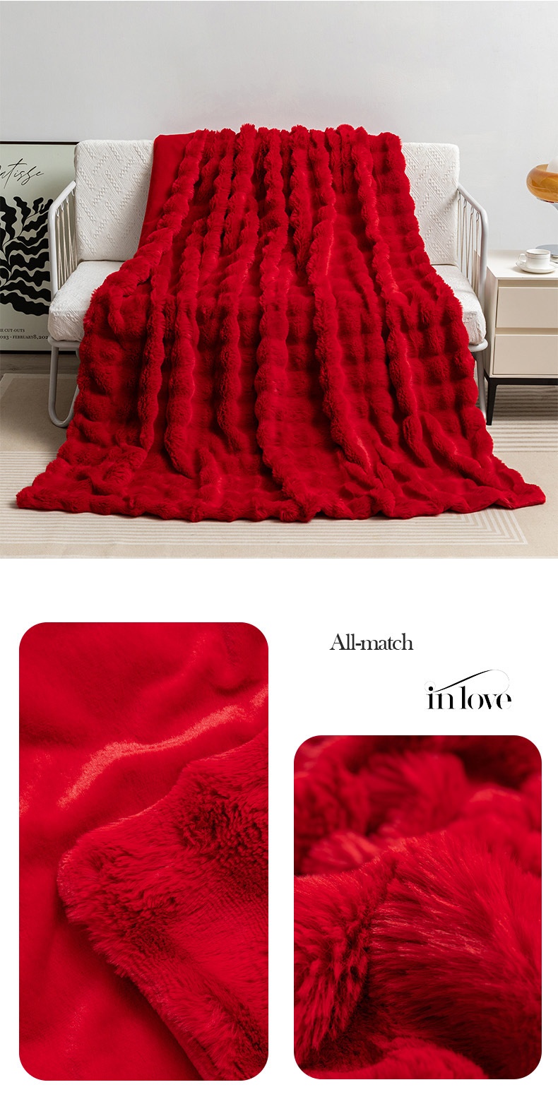 Title 14, Rabbit Velvet Blanket Bubble Velvet Double Laye...