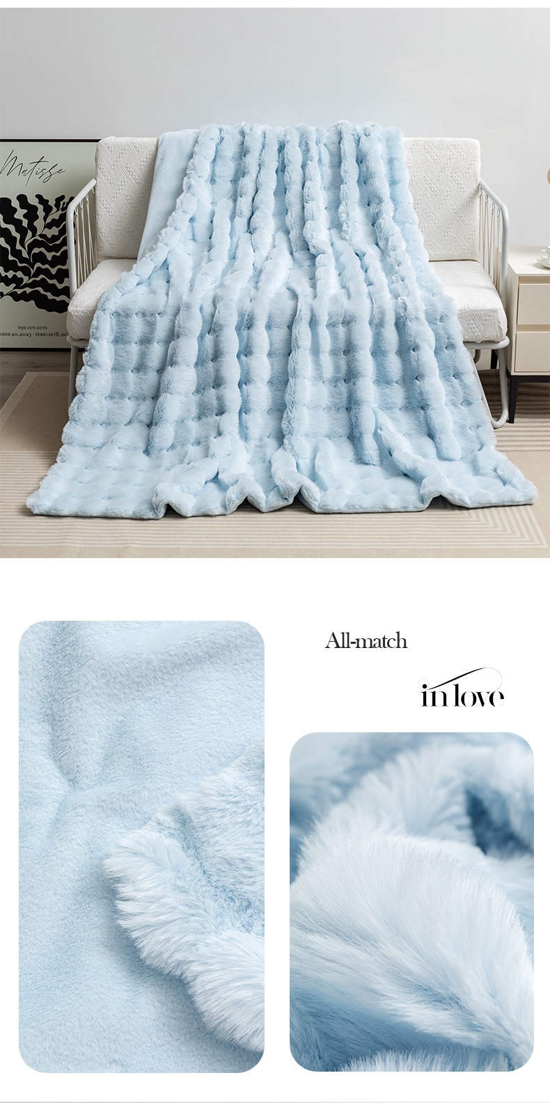 Title 11, Rabbit Velvet Blanket Bubble Velvet Double Laye...