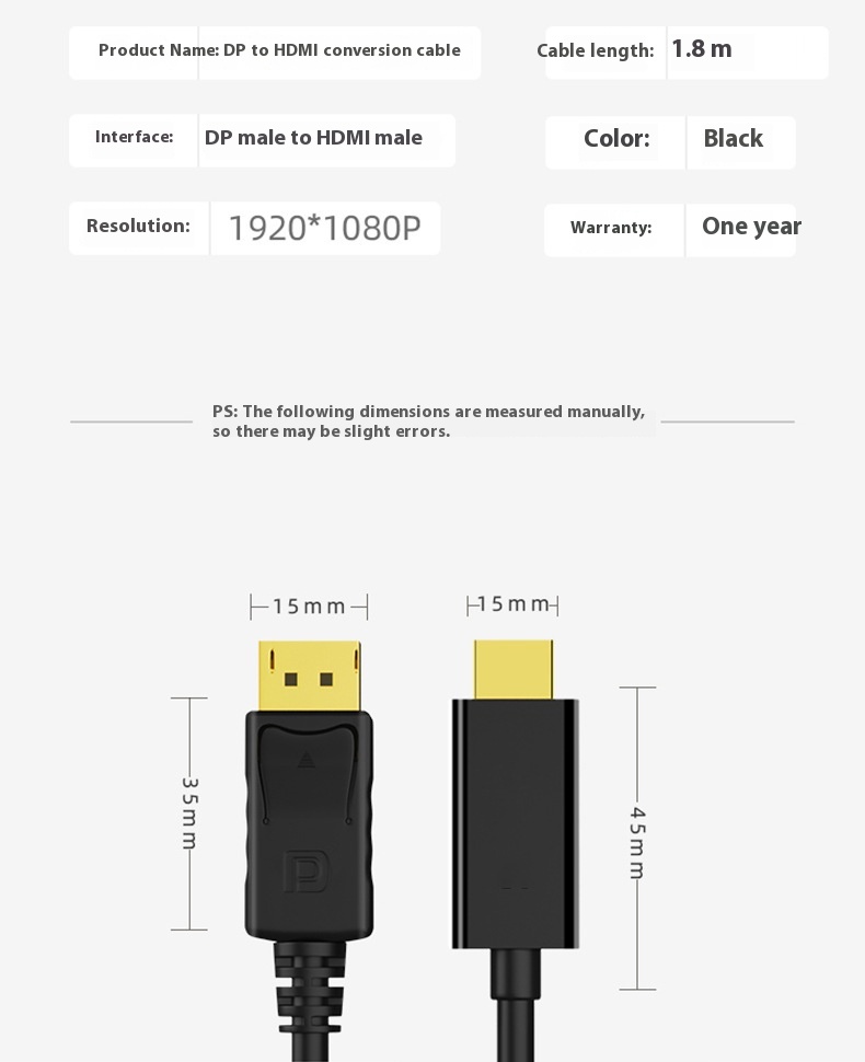 Title 1, Large DP To HDMI Adapter Cable