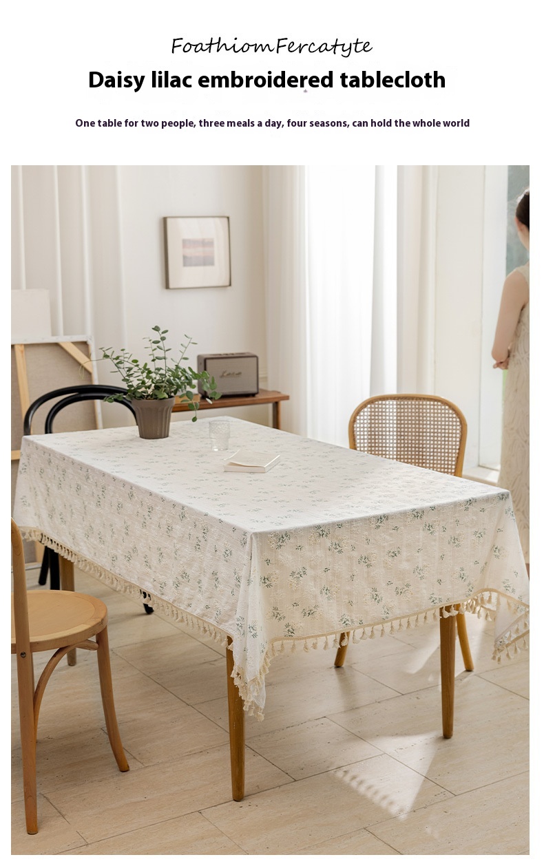 Title 1, Floral Tablecloth Pastoral Cotton Linen Fabric ...