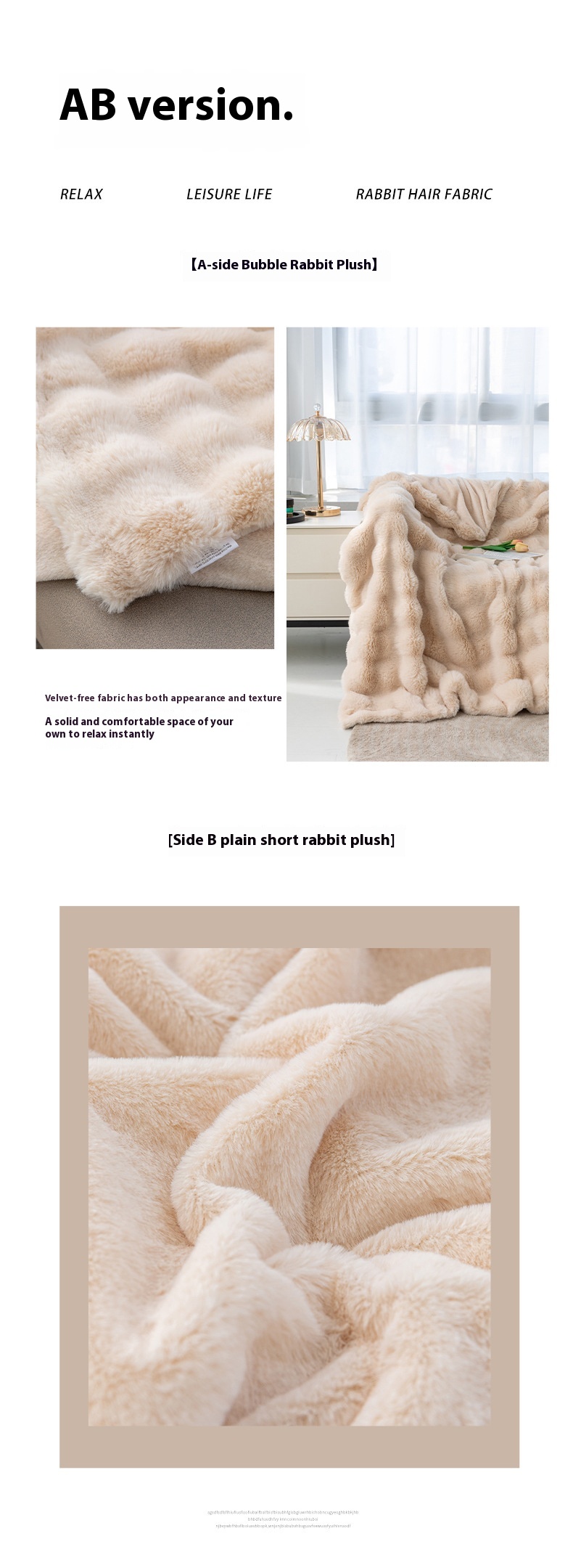 Title 3, Rabbit Velvet Blanket Bubble Velvet Double Laye...