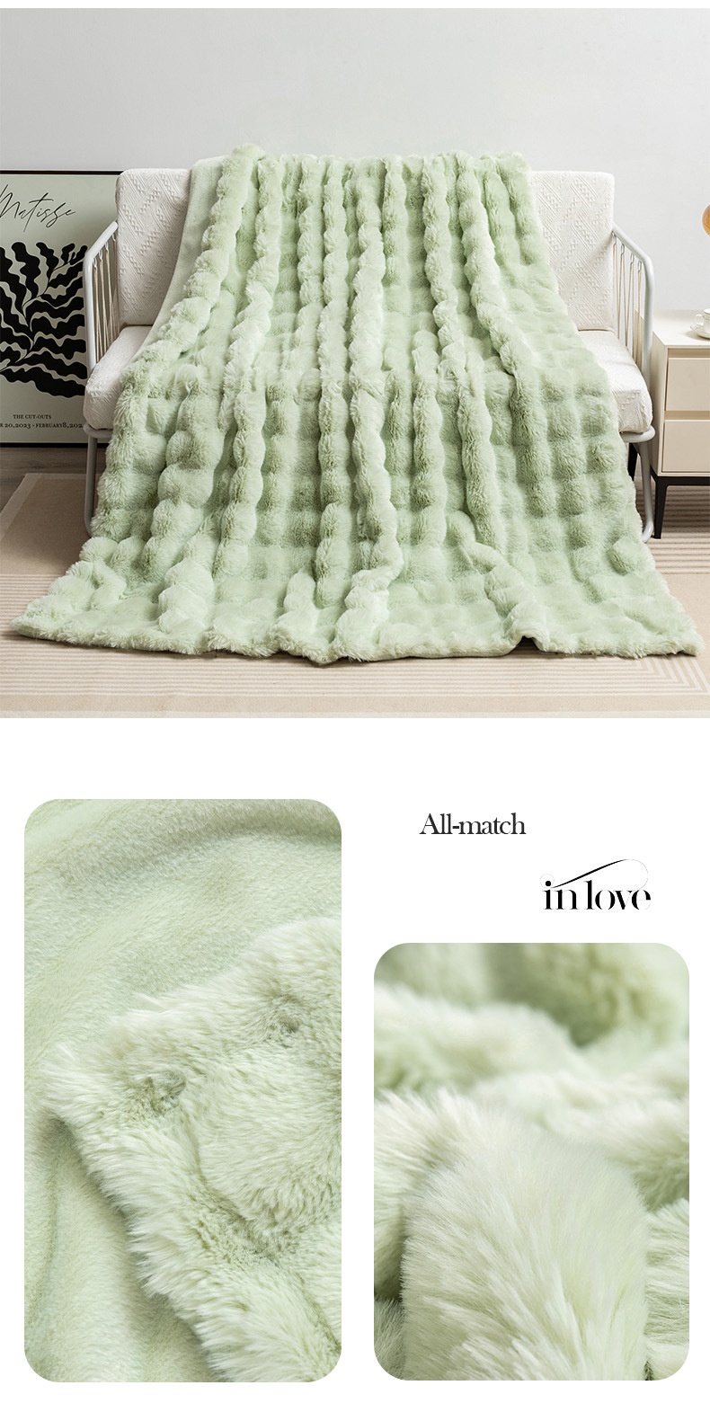 Title 13, Rabbit Velvet Blanket Bubble Velvet Double Laye...