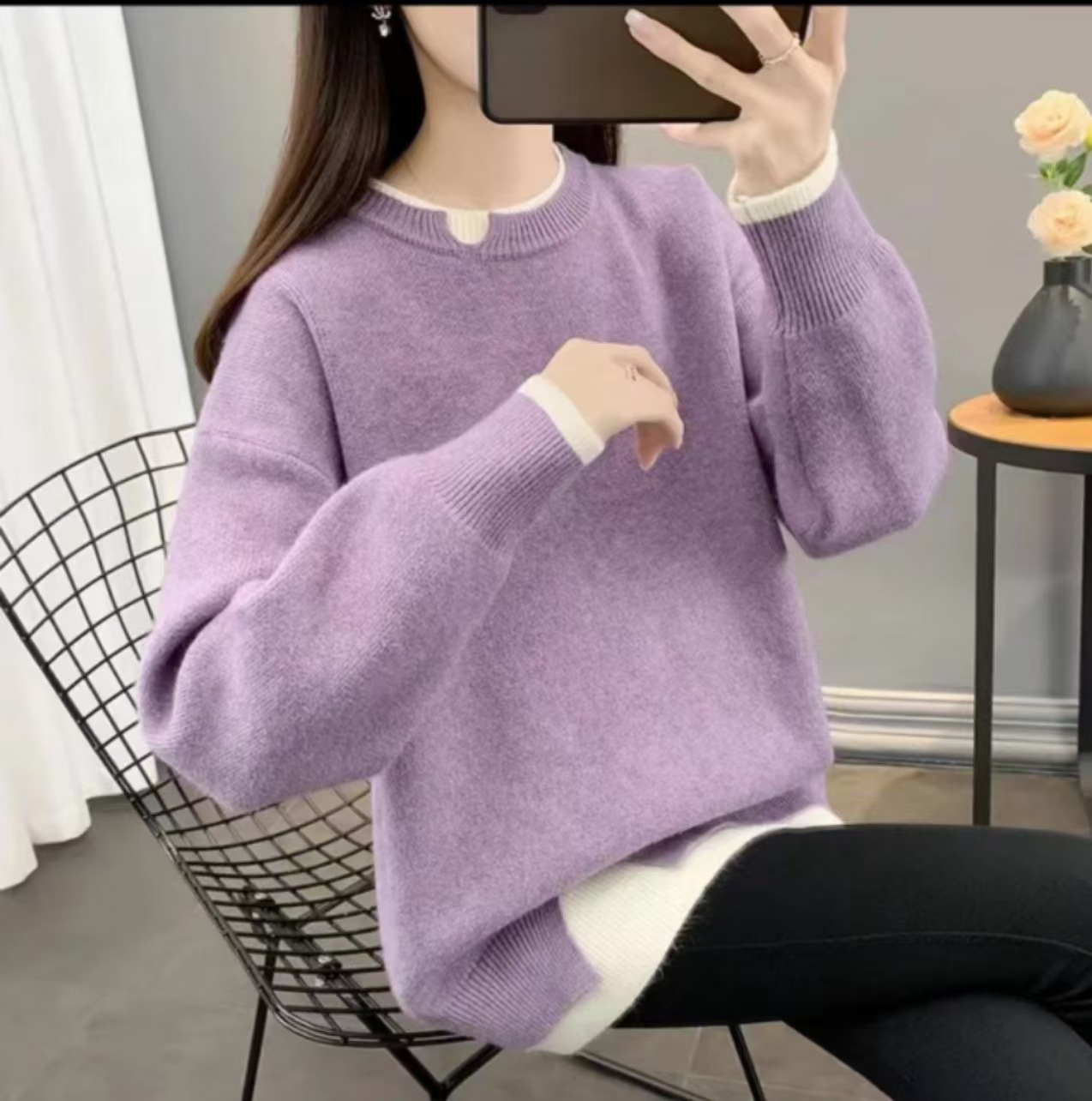 Title 5, All-matching Loose Knitted Pullover Top