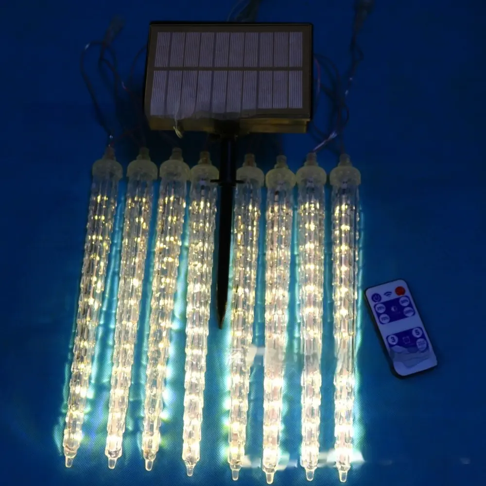 LED Ice Cone Shaped Meteor Shower Solar Christmas Ornamental Festoon Lamp