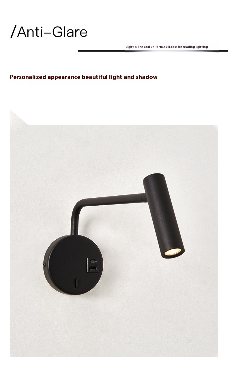 Title 2, Rocker Reading Wall Lamp Bedside Minimalist Cre...